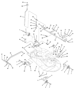 42" Mower Deck - Height Adjustment Group Diagram and Parts List for 2690514 (107277680 - ZTS 7500)(2005) Briggs and Stratton Lawn Tractor Accessories